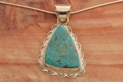Navajo Jewelry Genuine KingmanTurquoise Sterling Silver Pendant
